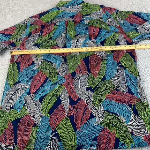 Cooke Street Shirt Mens XXL Green Blue Palm Leaf Short Sleeve Pocket Hawaiian - Picture 7 of 8